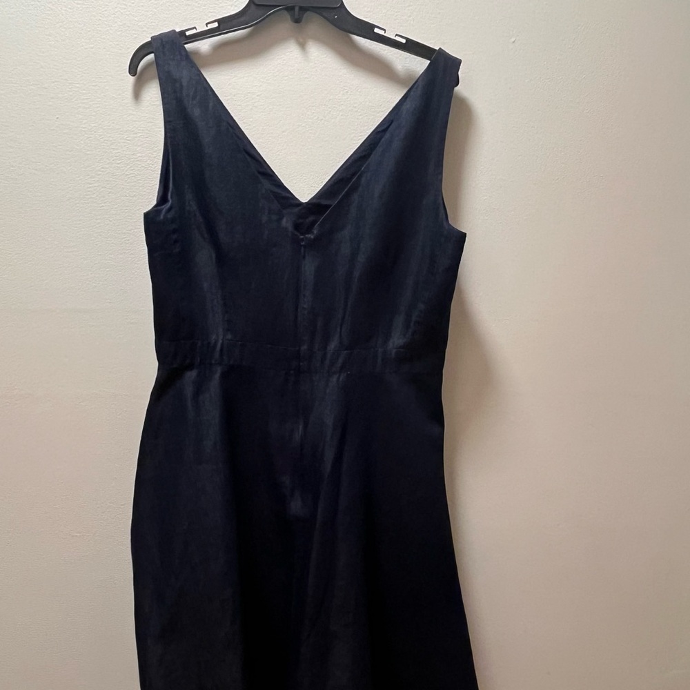 GAP Stylish Classy Sleeveless V-Neck& Back Denim Jumper Dress, Sz 14, Dark Wash - Picture 2 of 7